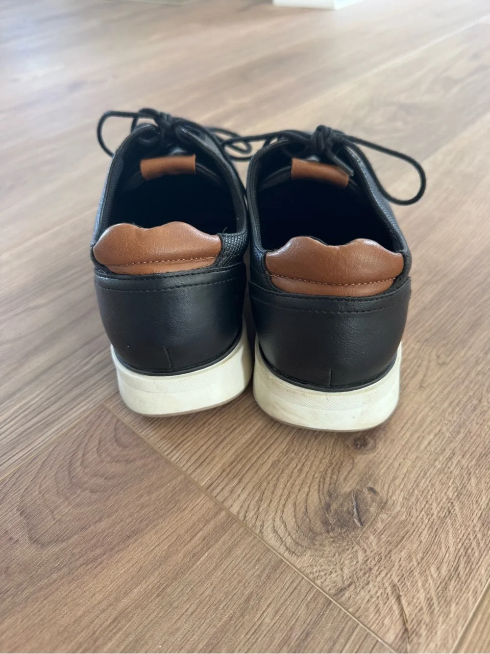 Alfani Black Leather Lace-Up Oxfords with Tan Soles